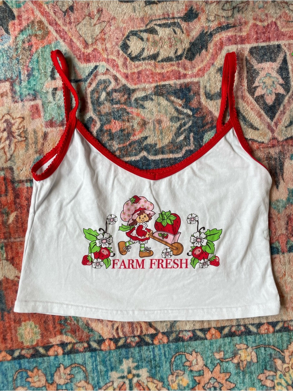 STRAWBERRY SHORTCAKE Cropped Cotton Tank Sz S
